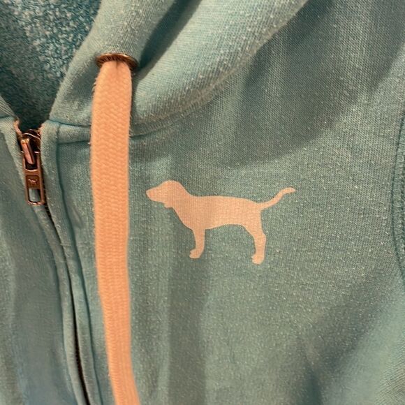 PINK woman’s light blue zip up hoodie - Picture 3 of 10